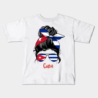 Cuban Girl, Cuban girlfriend, Cuba Messy bun, Cubana Kids T-Shirt